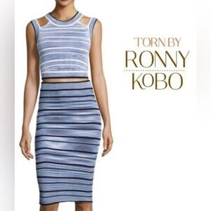 Ronny kobo Collection Cut out Crop Top and Skirt 2pc Matching Set S